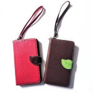 2 Leather Flip Wallet Cases ~ Samsung Galaxy Note 4 ~ Magnetic Leaf ~ Used & NEW